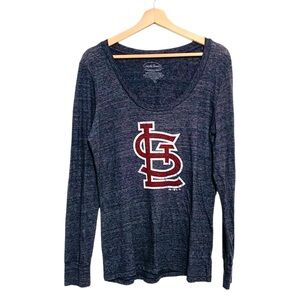 St. Louis Cardinals Women’s Long Sleeve Gray Tee Shirt Scoop Neck Size XL